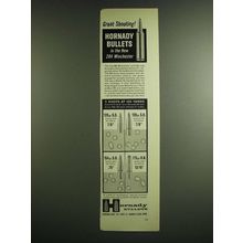 1963 Hornady Bullets Ad - 284 Winchester Cartridge, Secant Ogive, Round Nose