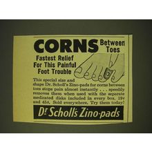 1964 Dr. Scholl's Zino-Pads Ad - Corns between toes