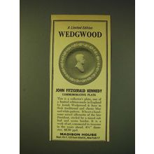 1964 Madison House Wedgwood Ad - John Fitzgerald Kennedy Comemorative Plate