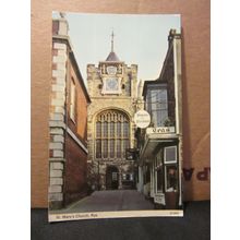 ST. MARY'S CHURCH, RYE, SUSSEX used postcard. by E T W Dennis 1974 pm =