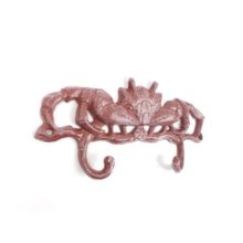 Pack Of 2] Whitewashed Red Cast Iron Decorative Crab Metal Wall Hooks 10.5""