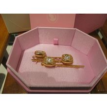 Swarovski Hair pin Set (3), Cushion cut, Gold tone, Gold-tone plated 5616848