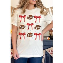 White Bowknot Rugby Graphic Crew Neck Tee