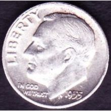 1955 D USA 10 Cents Silver Coin Roosevelt
