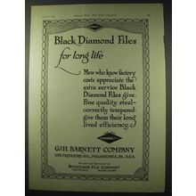 1922 G.H. Barnett Black Diamond Files Ad - Long Life