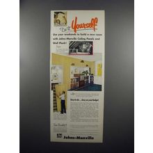 1953 Johns-Manville Ceiling Panels and Wall Plank Ad