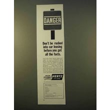 1963 Hertz Car Lease Ad - Don't Be Rushed Into