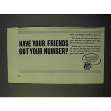 1972 USPS Zip Code Ad - Have Friends Got Your Number
