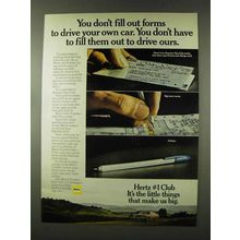 1973 Hertz Rent-a-Car Ad - You Don't Fill Out Forms