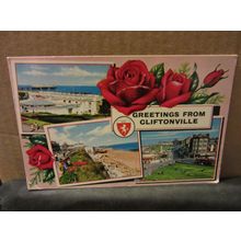multiview CLIFTONVILLE, MARGATE, KENT used postcard by Elgate 1972 pm red rose =