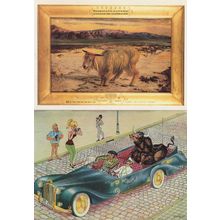 The Scapegoat Bull Painting & Spanish Comic 2x Postcard s