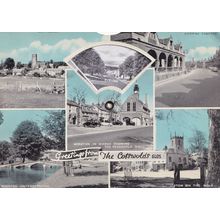 Greetings From The Cotswolds Mechanical Clock Rare Postcard