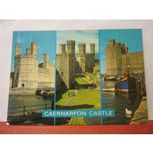 multiview, CAERNARFON CASTLE, used postcard by J.Salmon 1987 pm =
