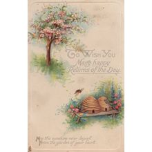 Beehives Bees Antique Greetings Insects Postcard