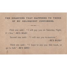 Blind Customer Debt Dead Money Owed Old Bad Taste Joke Postcard