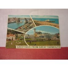 multiview, GREAT YARMOUTH, NORFOLK used postcard by J. Salmon 1975 pm =