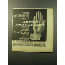 1960 Advise and Consent Play Advertisement - Mail orders now Opens November 17