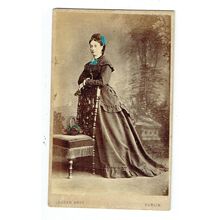Victorian cdv photo young woman standing hand tinted Dublin photographer