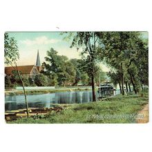 Middlesex postcard St Peters from the River Staines