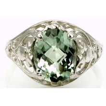 Green Amethyst (Prasiolite), 925 Sterling Silver Ring, SR004