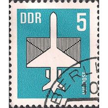 DDR, AIR, airmail jet / envelope, blue 1983, 5pf