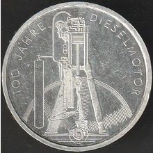 1997 F Germany 10 Mark Silver Coin 100th Ann Diesel Engine
