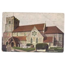SEAFORD CHURCH, SUSSEX used antique postcard 1910 postmark #