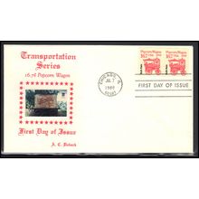FDC A.C. Doback 2261 16.7c Popcorn Wagan Pair 19 of 22 (Cachet-U/A) Box0573