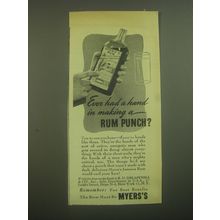 1945 Myers's Jamaica Rum Ad - Ever had a hand in making a rum punch?