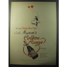 1953 Mumm's Cordon Rouge Champagne Ad - To say Happy New Year c'est Mumm's