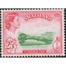 Swaziland 1961 25c Emerald & Carmine Red Mounted Mint MM SG 86 Highveld stamp