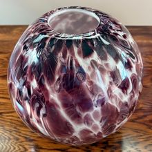 Round Vase 7 3/4" tall x 7 3/4" wide Thick & heavy Hand made glass