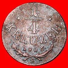 Ⰶ SLOVAKIA:AUSTRIA★1/4 KREUZER 1816S! FRANCIS I (1804-1835)★LOW START★NO RESERVE