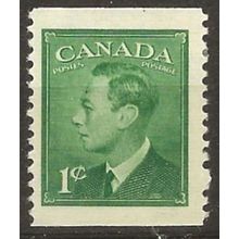 Canada 1950 SG419 1c Green Coil Stamp IMP x Perf 9.5 Light Mounted Mint ..