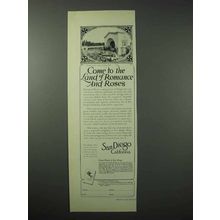 1923 San Diego California Tourism Ad - Land of Roses