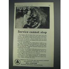 1925 Bell Telelphone Ad - Service Cannot Stop