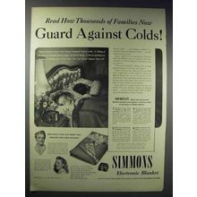 1948 Simmons Electronic Blanket Ad - Against Colds