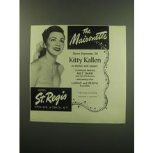 1949 Hotel St. Regis Ad - The Maisonette Opens September 20 Kitty Kallen