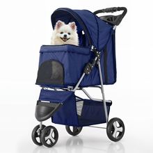 Monibloom 3 Wheels Pet Stroller, Foldable Dog Cat Cage Jogger Stroller with Weat