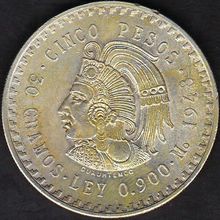 1948 Mexico 5 Pesos Silver Coin
