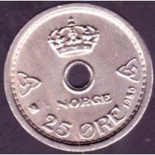 1950 Norway 25 Ore Coin
