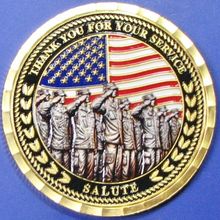 US Veterans. Challenge Coin. 1.50" Gold Tone. 80b.