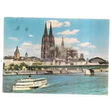 rheinufer, KOLN AM RHEIN, COLOGNE, GERMANY unused vintage postcard 1963 pm =