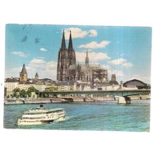 rheinufer, KOLN AM RHEIN, COLOGNE, GERMANY unused vintage postcard 1963 pm /