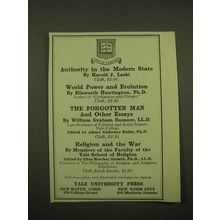 1918 Yale University Press Ad - Authority in the Modern State by Harold J. Laski
