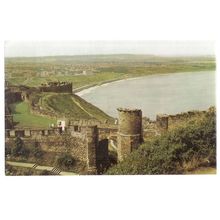 CASTLE WALLS AND BAY, SCARBOROUGH, YORKSHIRE. used vintage postcard, 1967 pm =