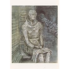 Henry Moore Woman Seated in The London Underground Painting Postcard