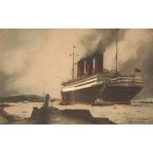 RMS Benengaria Cunard Ship Lines Antique Postcard