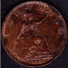 1933 Great Britain 1 Farthing Coin