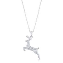 35 ct CZ Rhodium Reindeer Pave Holiday Pendant
